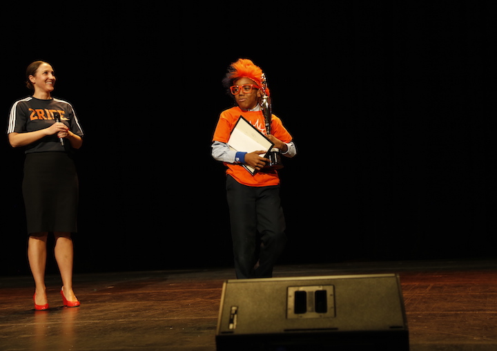 Rory Grady, Fourth Grader at Harlem 1 accepts this year’s Math Growth Award